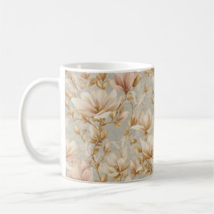 Soft Magnolia Butterfly Botanical Pattern Coffee Mug