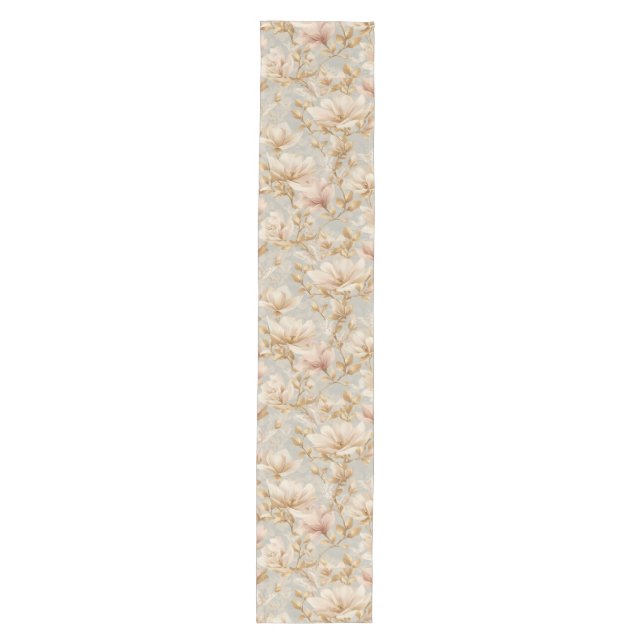 Soft Magnolia Butterfly Botanical Pattern Medium Table Runner (Front)