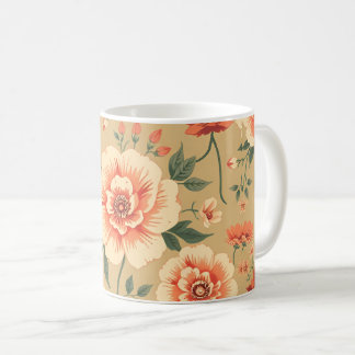 soft majestic dusty pink floral vintage pattern coffee mug