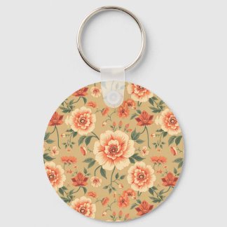 soft majestic dusty pink floral vintage pattern keychain