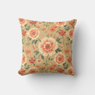 soft majestic dusty pink floral vintage pattern throw pillow