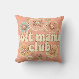 Soft Mama Club Retro Groovy Daisy Floral Design Throw Pillow