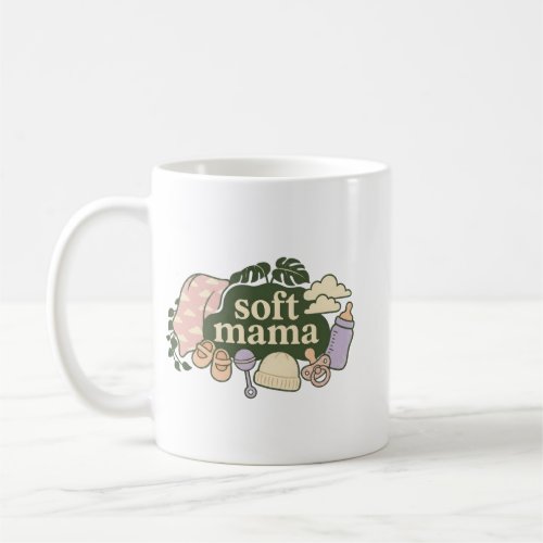 Soft Mama Retro Baby Essentials Design | Cute Moth Coffee Mug
