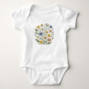 Soft Mama Wildflower Cursive Floral Design Baby Bodysuit