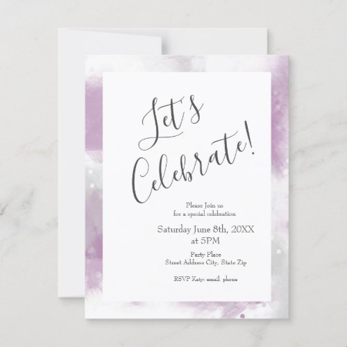 Soft Mauve Gray and White Abstract Brushstrokes In Invitation