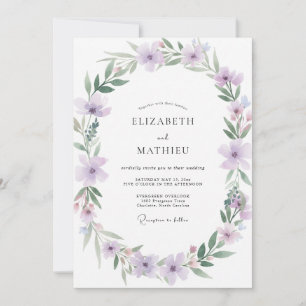 Soft Mauve Lilac Wildflower Wedding Invitation