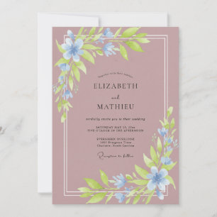 Soft Mauve Periwinkle Petal Wedding Invitation