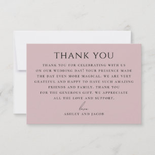 Soft Mauve Pink Wedding   Elegant Romantic Chic Thank You Card