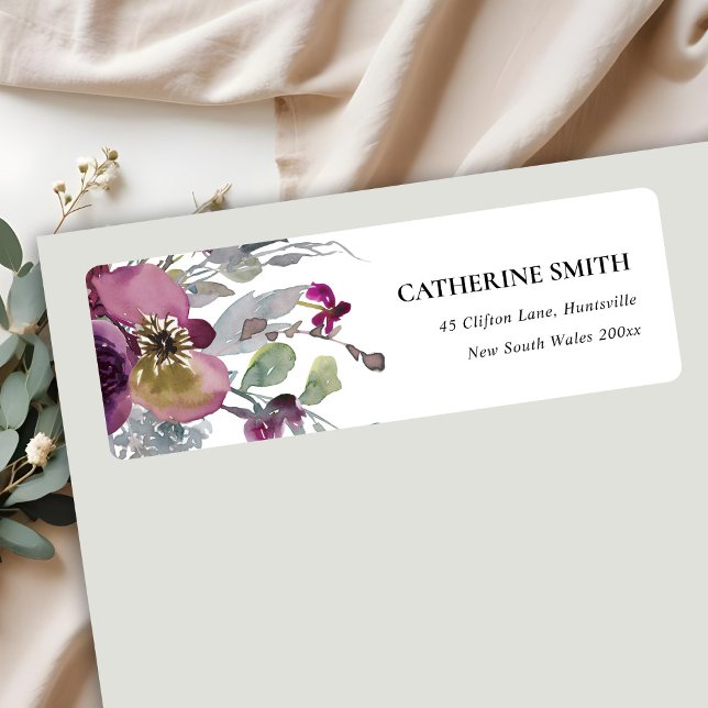 SOFT MAUVE PURPLE LILAC WATERCOLOR FLORAL ADDRESS LABEL (Creator Uploaded)
