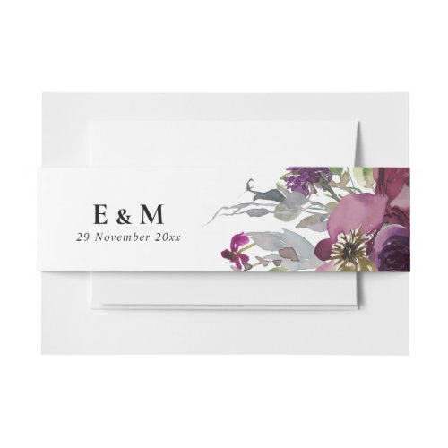 SOFT MAUVE PURPLE LILAC WATERCOLOR FLORAL WEDDING INVITATION BELLY BAND