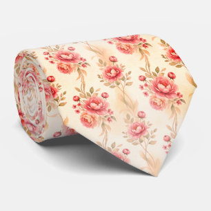 Soft Mauve Rose Floral Neck Tie