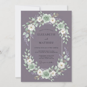 Soft Mauve Succulent Wreath Wedding Invitation