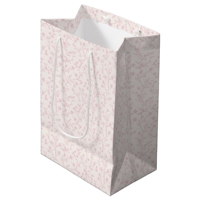 Soft Meadow Blush Pink - Neutral Medium Gift Bag (Front Angled)
