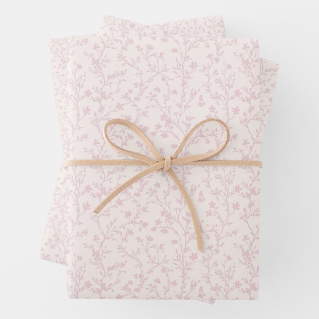 Soft Meadow Blush Pink - Neutral Wrapping Paper Sheets (In situ)