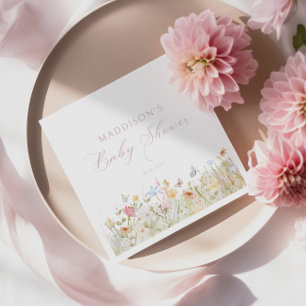 Soft Meadow Blush Script Baby Shower Napkins