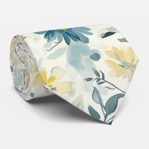 Soft Meadow Daisy Watercolor Neck Tie