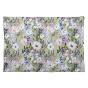 Soft Meadow Floral Watercolor Cloth Placemat