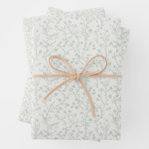 Soft Meadow Muted Sage - Neutral Wrapping Paper Sheets