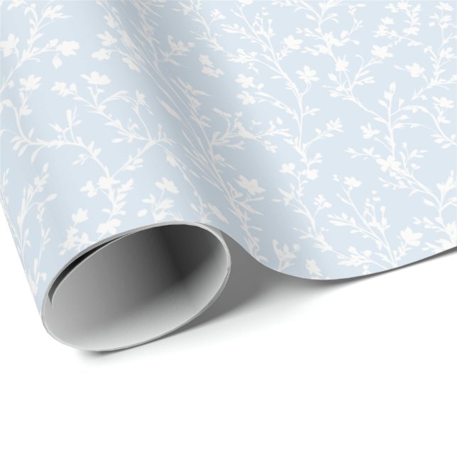 Soft Meadow Neutral - Powder Blue Wrapping Paper (Roll Corner)