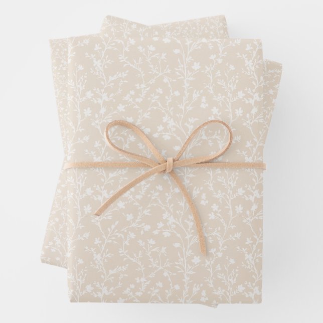 Soft Meadow Neutral - Soft Linen Wrapping Paper Sheets (In situ)