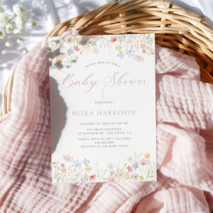 Soft Meadow Pink Script Baby Shower Invitation