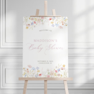 Soft Meadow Pink Script Baby Shower Welcome Foam Board