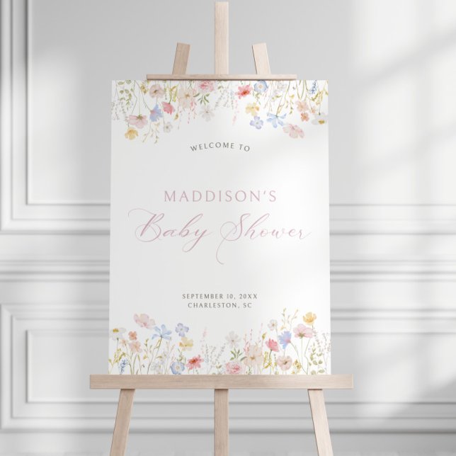 Soft Meadow Pink Script Baby Shower Welcome Foam Board (Creator Uploaded)