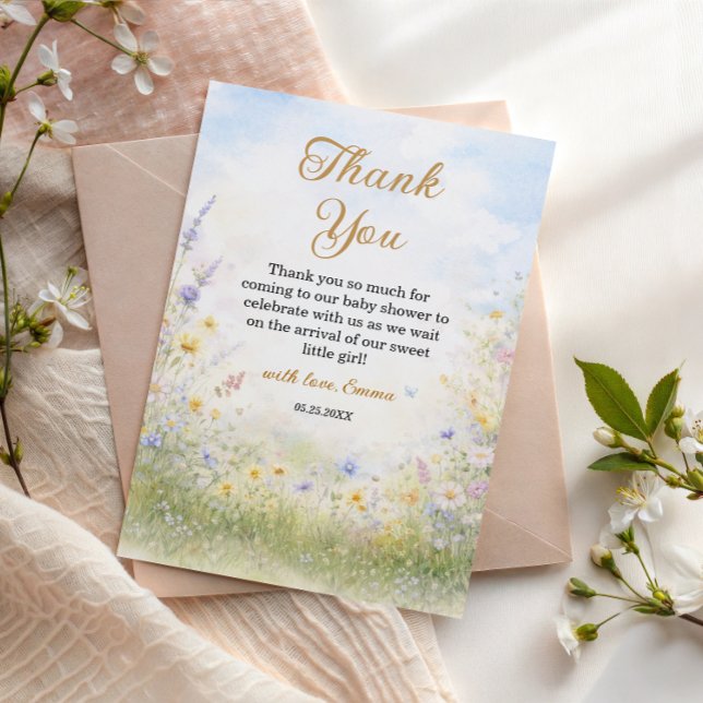 Soft Meadow Wildflower Thank You Floral Card (Creator Uploaded)