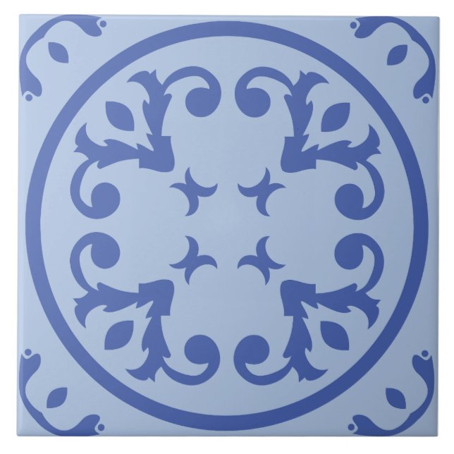 Soft Medallion Scroll Ceramic Tile (Front)