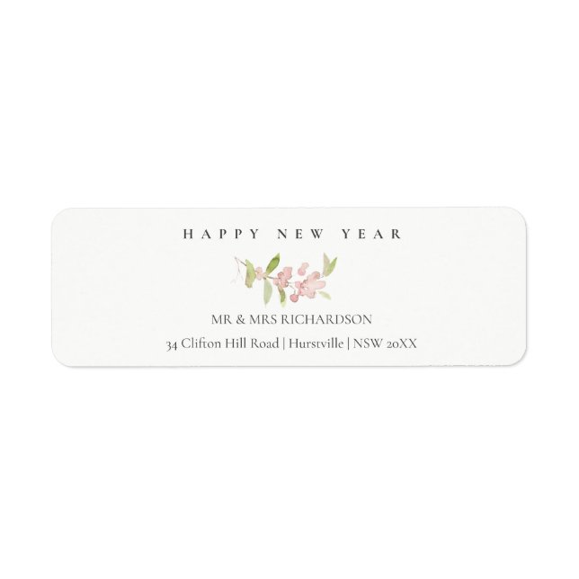 SOFT MINIMAL BLUSH ROSE PINK NEW YEAR  ADDRESS LABEL (Front)