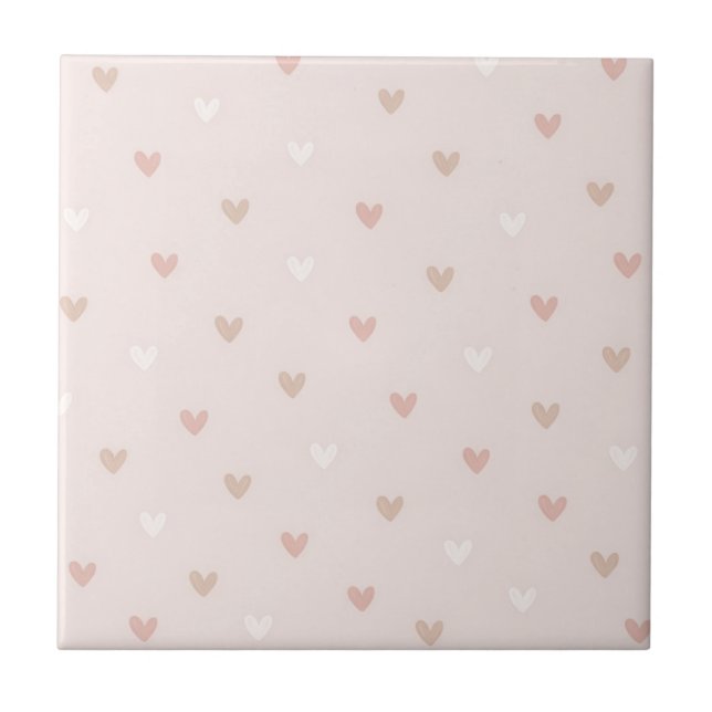 Soft Minimal Heart Pattern Ceramic Tile (Front)