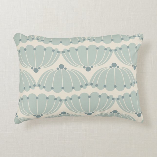 Soft Mint and Beige Scallop  Accent Pillow (Front)