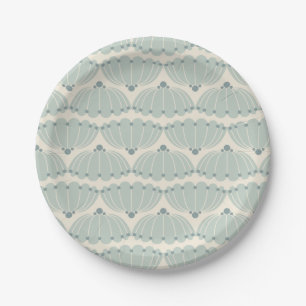 Soft Mint and Beige Scallop Paper Plates