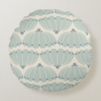 Soft Mint and Beige Scallop  Round Pillow