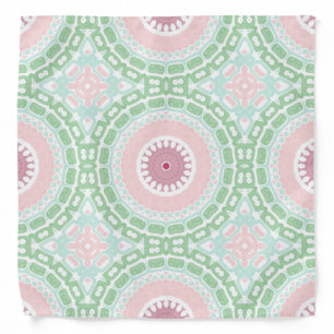 Soft Mint and Rose Mandala Pattern Bandana