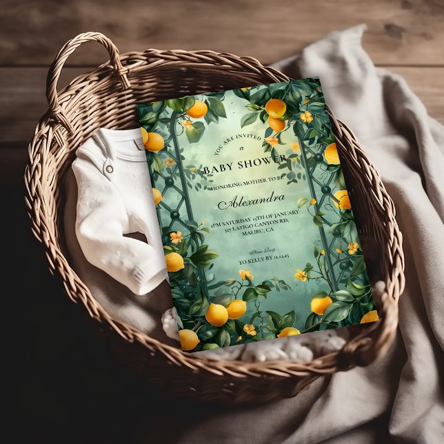 Soft Mint Citrus Baby Shower Invitation (Creator Uploaded)