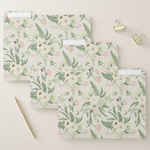 Soft Mint Green Garden Flower Pattern File Folder