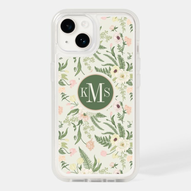 Soft Mint Green Garden Flower Pattern Otterbox iPhone Case (Back)