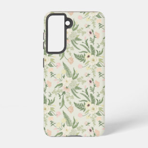 Soft Mint Green Garden Flower Pattern Samsung Galaxy S21 Case