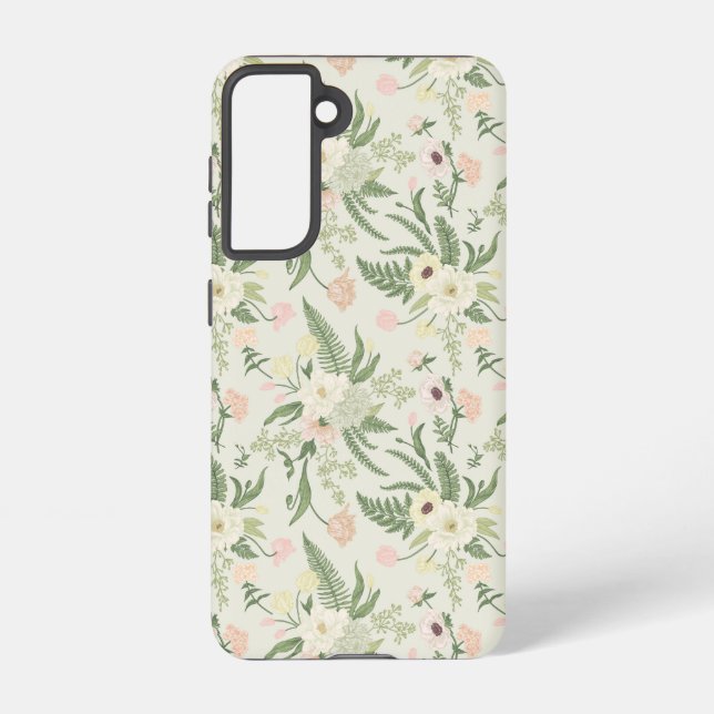 Soft Mint Green Garden Flower Pattern Samsung Galaxy Case (Back)