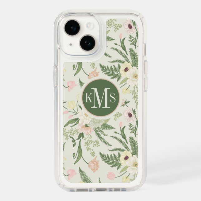 Soft Mint Green Garden Flower Pattern Speck iPhone Case (Front)