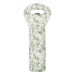 Soft Mint Green Garden Flower Pattern Wine Bag