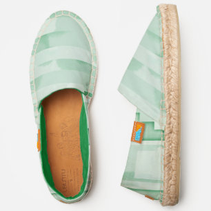 Soft Mint Green Geometric Abstract Pattern Espadrilles