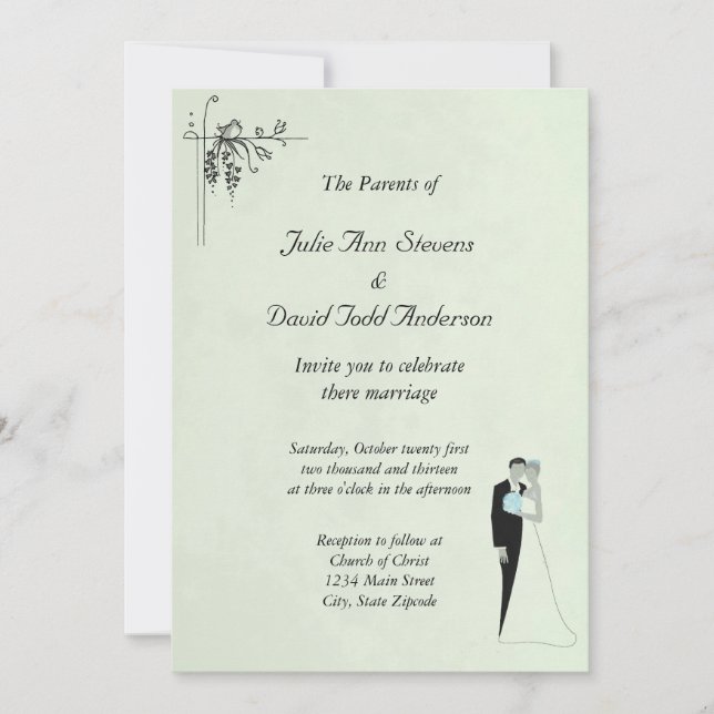 Soft Mint Green Wedding Invitation (Front)