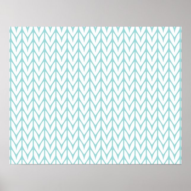 Soft Mint Yarn Chevrons Knit Pattern Customizable Poster (Front)