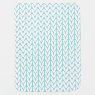Soft Mint Yarn Chevrons Knit Pattern Customizable Stroller Blanket