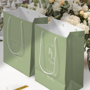 Soft Minty Green   Monogram Wedding Thank You Medium Gift Bag