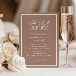 Soft Mocha Taupe   Luxe Neutral Rehearsal Dinner Invitation