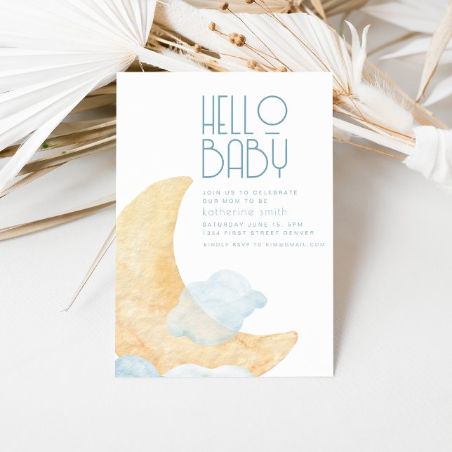Soft Moon and Clouds Baby Shower Invitation (Creator Uploaded)