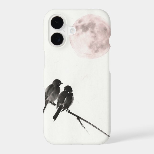 Soft Moon Birds Pastel Phone Case - iPhone (Back)